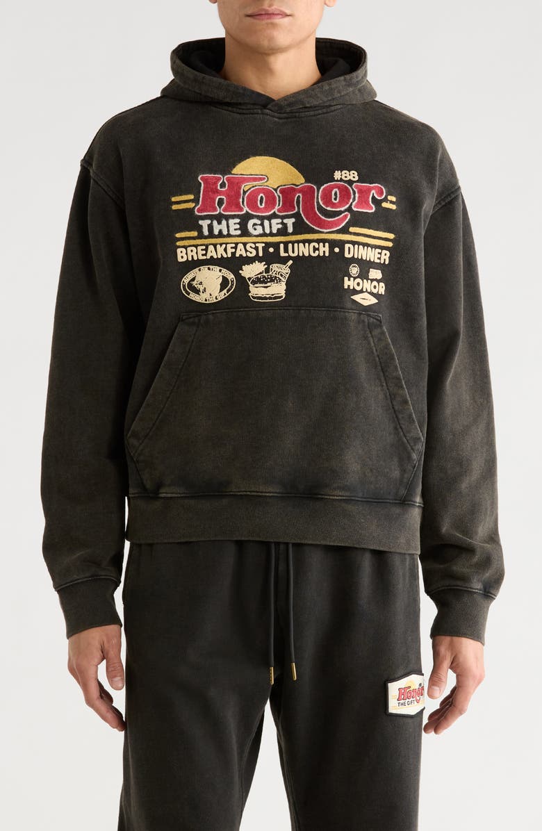 HONOR THE GIFT Honor Dinning Embroidered Hoodie, Main, color, Grey