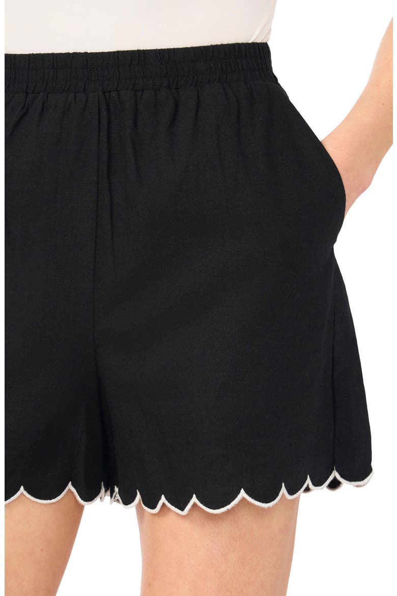 Scallop Edge Pull-On Shorts, Alternate, color, RICH BLACK