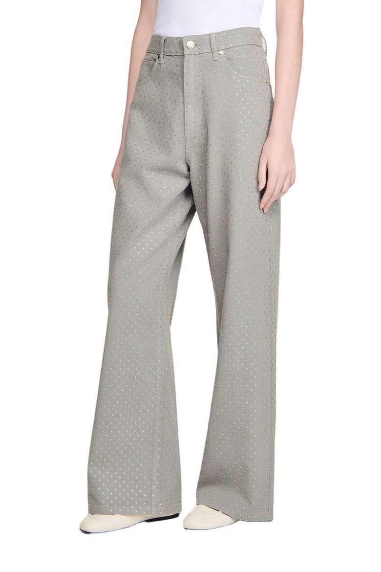 Rhinestone-embellished jeans, Main, color, Grey