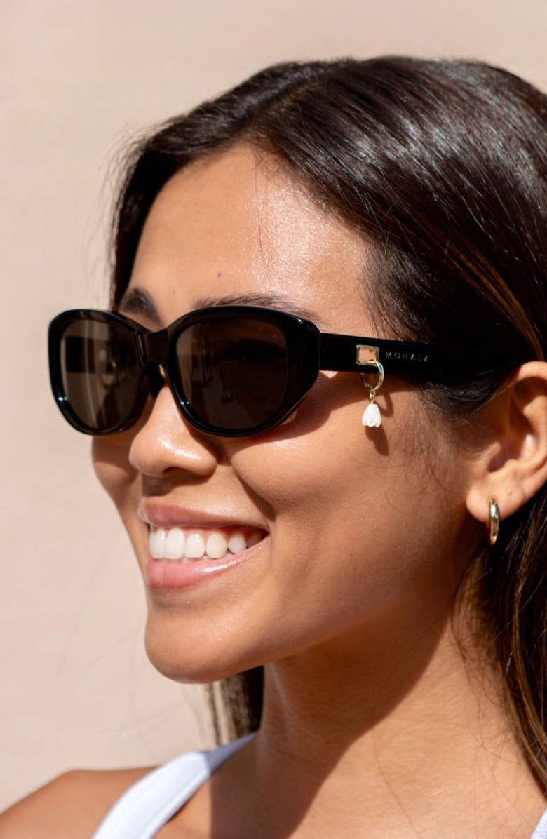 Mohala Eyewear Melialani Polarized ContourBridge<sup>™</sup> Oval Sunglasses, Alternate, color, Black Lava / Gray Lenses