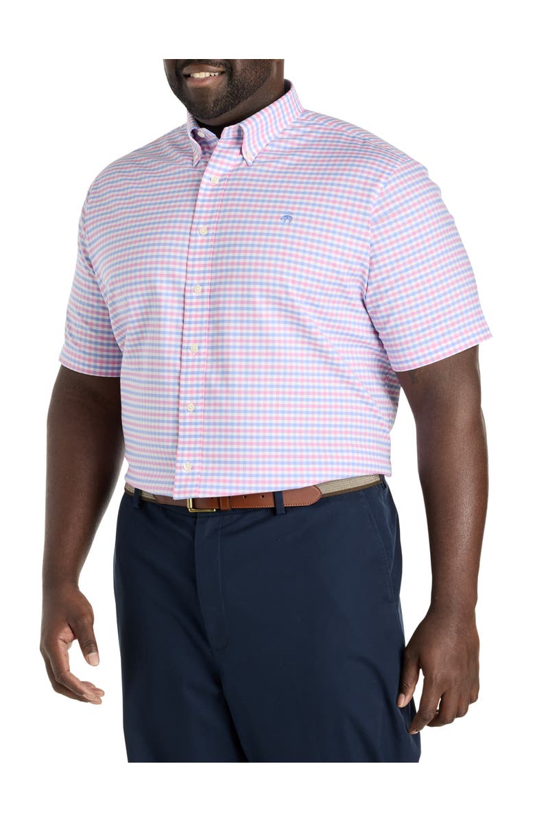 Brooks Brothers Big & Tall Non-Iron Gingham Sport Shirt, Main, color, Pink Blue Ging