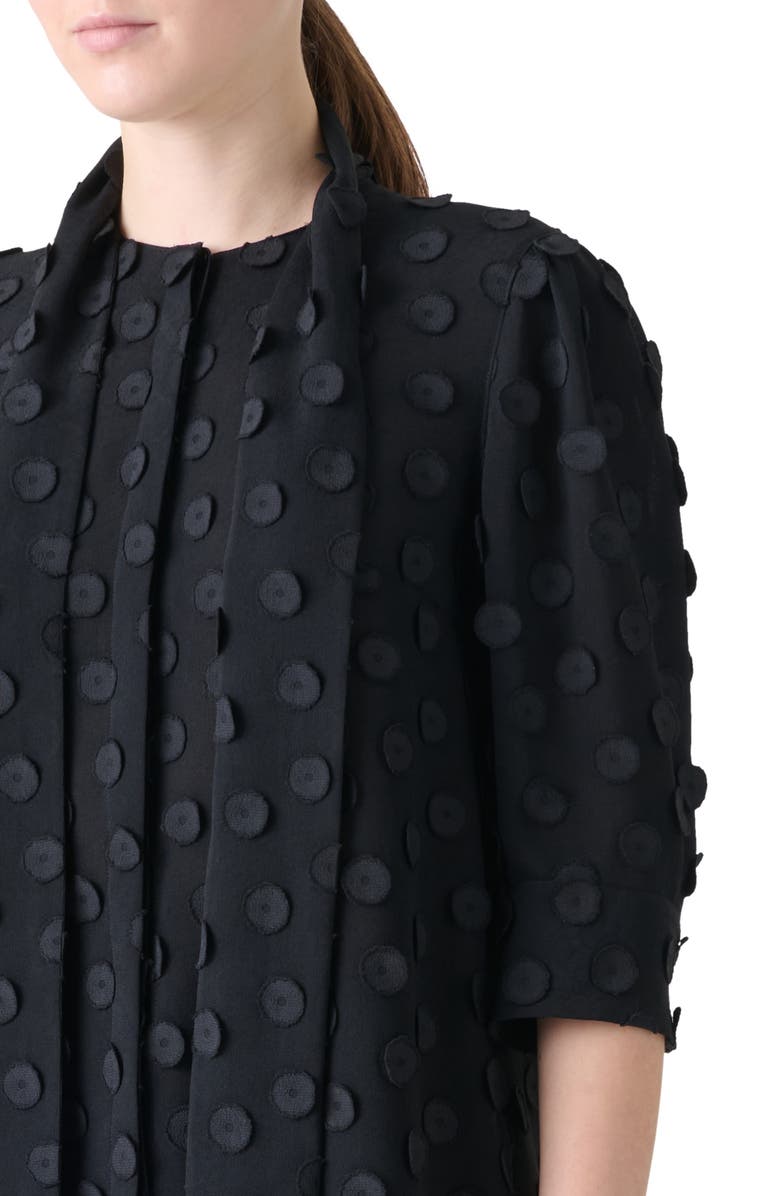 Akris punto Boho Clip Dot Techno Georgette Scarf Neck Shirt, Alternate, color, Black