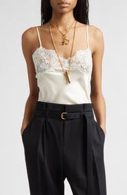 Chloé Lace Trim Silk Satin Camisole