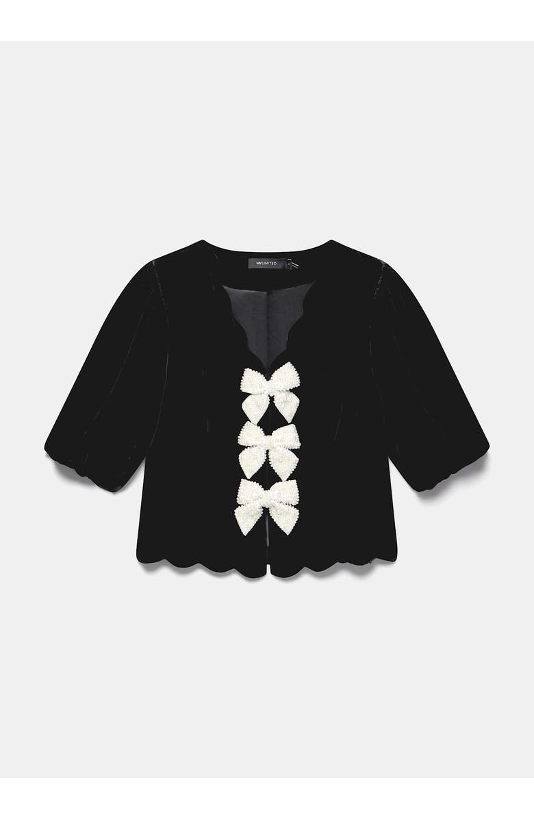 MINT VELVET Velvet Scallop Trim Top, Alternate, color, Black