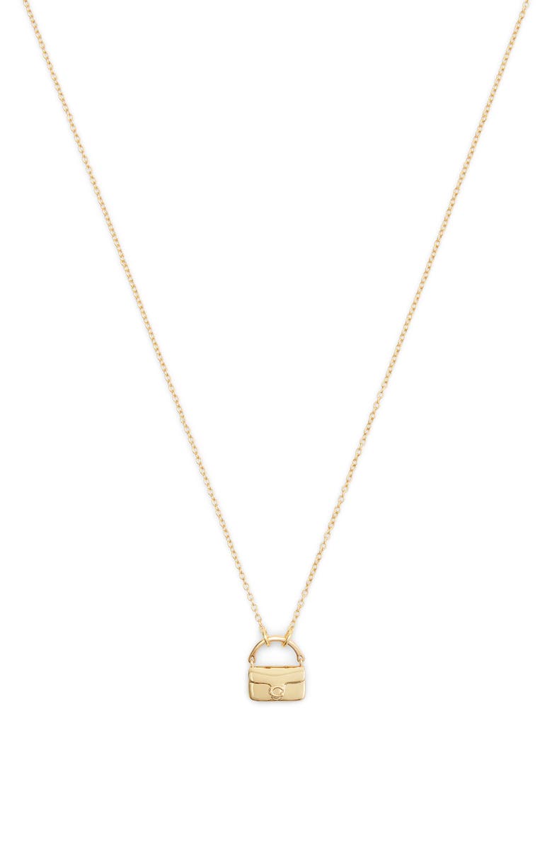 COACH Tabby Pendant Necklace, Main, color, Shiny Gold