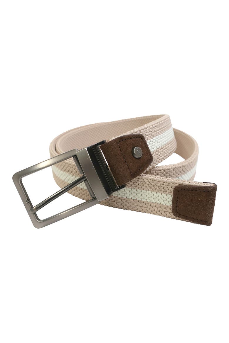 Reversible Stretch Woven Belt, Main, color, KHAKI/ IVORY