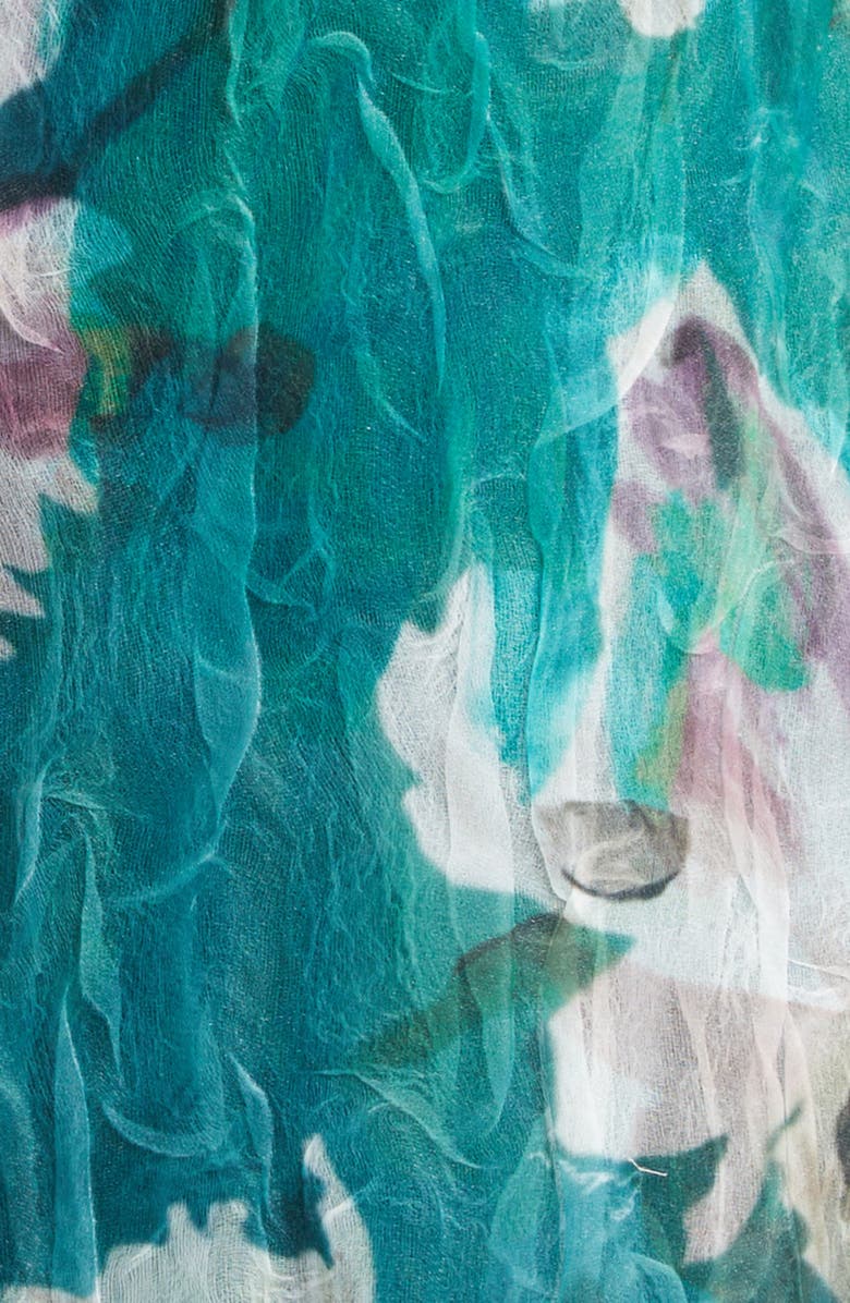 Erdem Painted Floral Crushed Organza Drop Waist Gown, Alternate, color, Painted Bloom Hedgerow Green