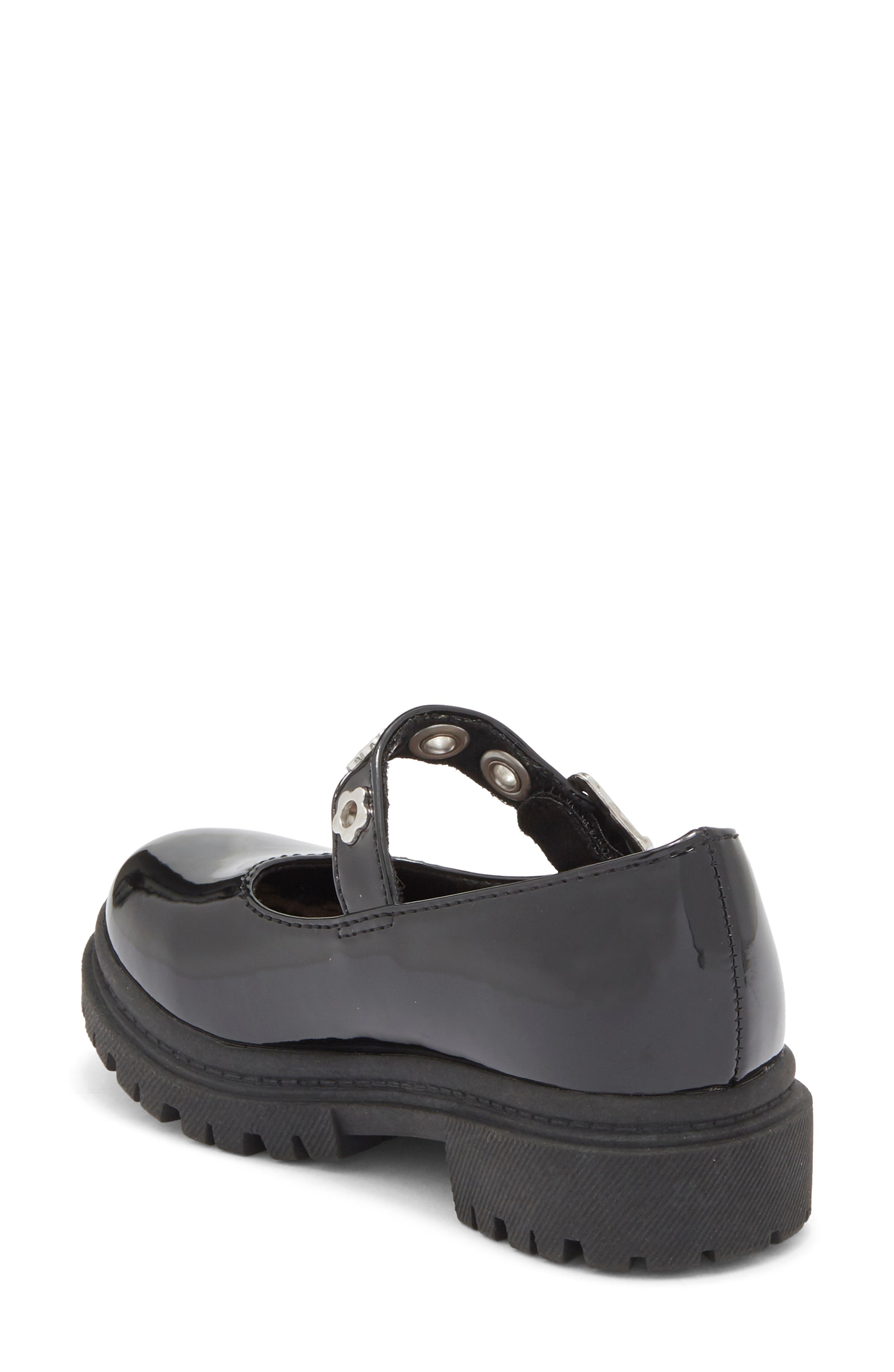 Kids' Amaya Lug Faux Leather Mary Jane Flat, Alternate, color, BLACK
