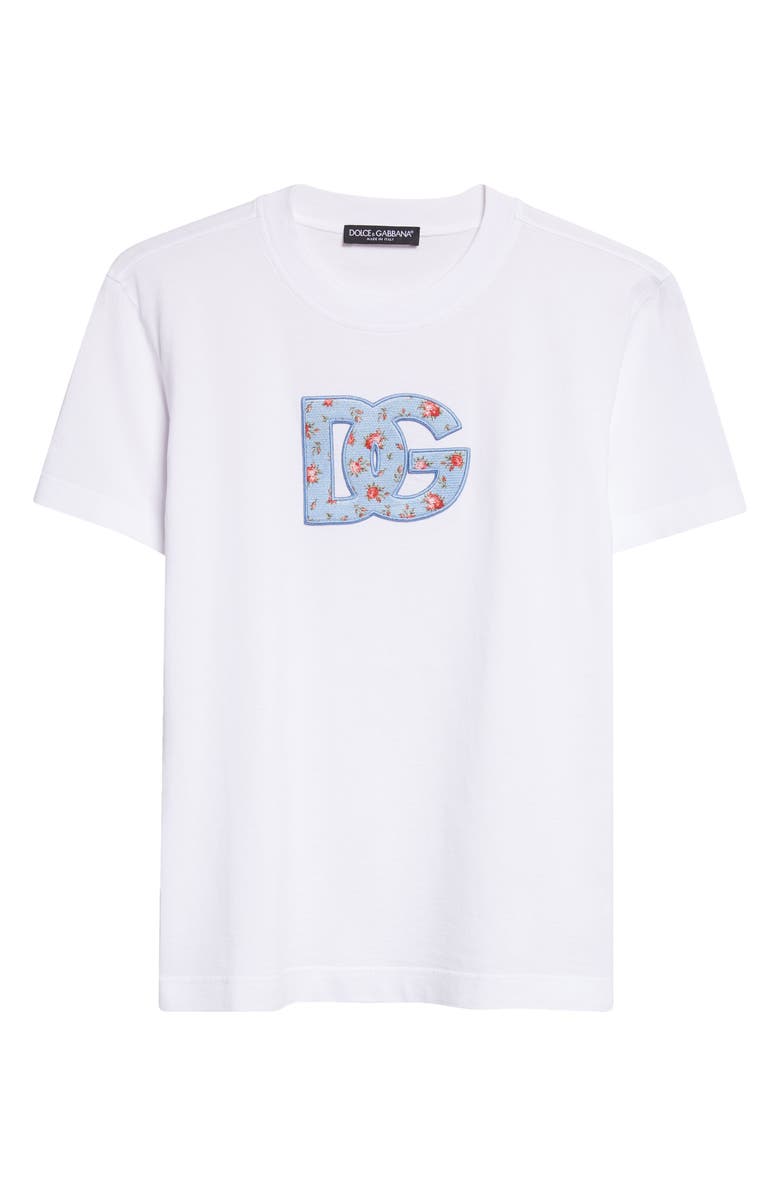 Dolce&Gabbana Embroidered Logo Short Sleeve T-Shirt, Main, color, Bianco Ottico