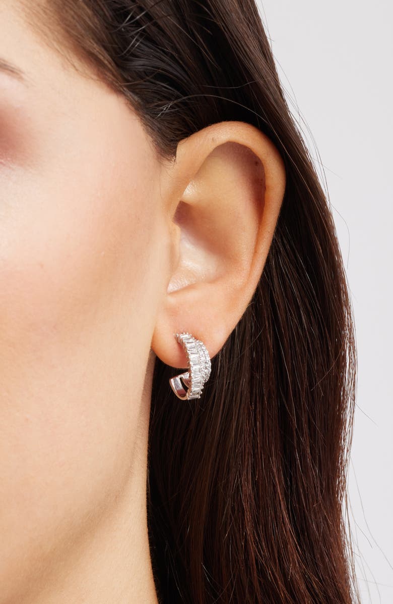 Nordstrom Triple Hoop Cubic Zirconia Pavé Earrings, Alternate, color,