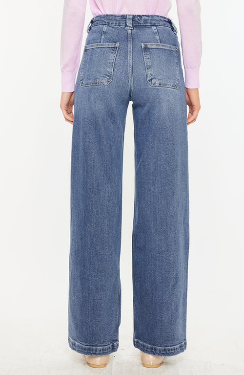 Kancan Astra High Rise Wide Leg Jeans In Medium Wash