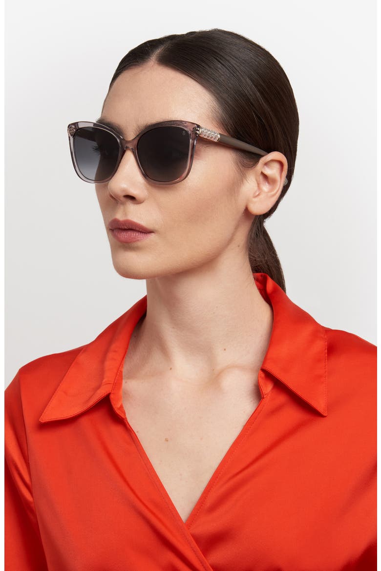 56mm Gradient Butterfly Sunglasses, Alternate, color, GREY