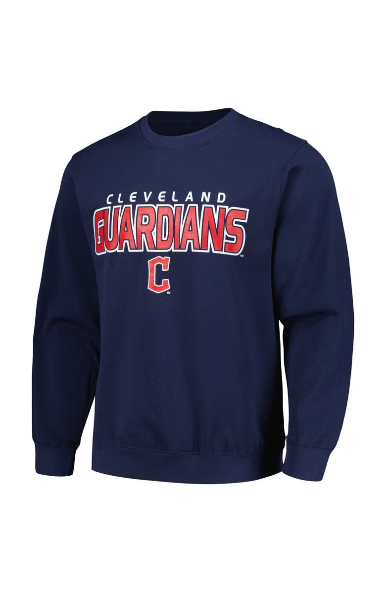 STITCHES Men's Stitches Navy Cleveland Guardians Pullover Sweatshirt, Alternate, color,