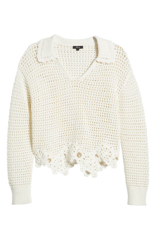 Rails Louise Open Stitch Scallop Sweater In Ivory