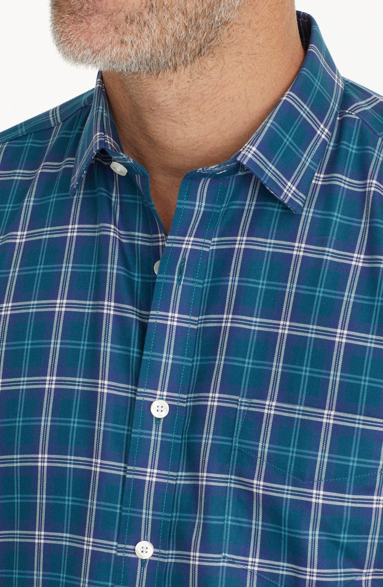 UNTUCKit Harwin Plaid Wrinkle Free Cotton Twill Button-Up Shirt, Alternate, color, Light Blue