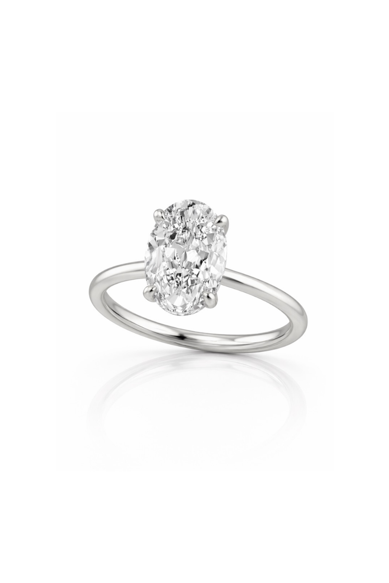 Elena Oval Moissanite Solitaire Vermeil Ring, Alternate, color, Silver