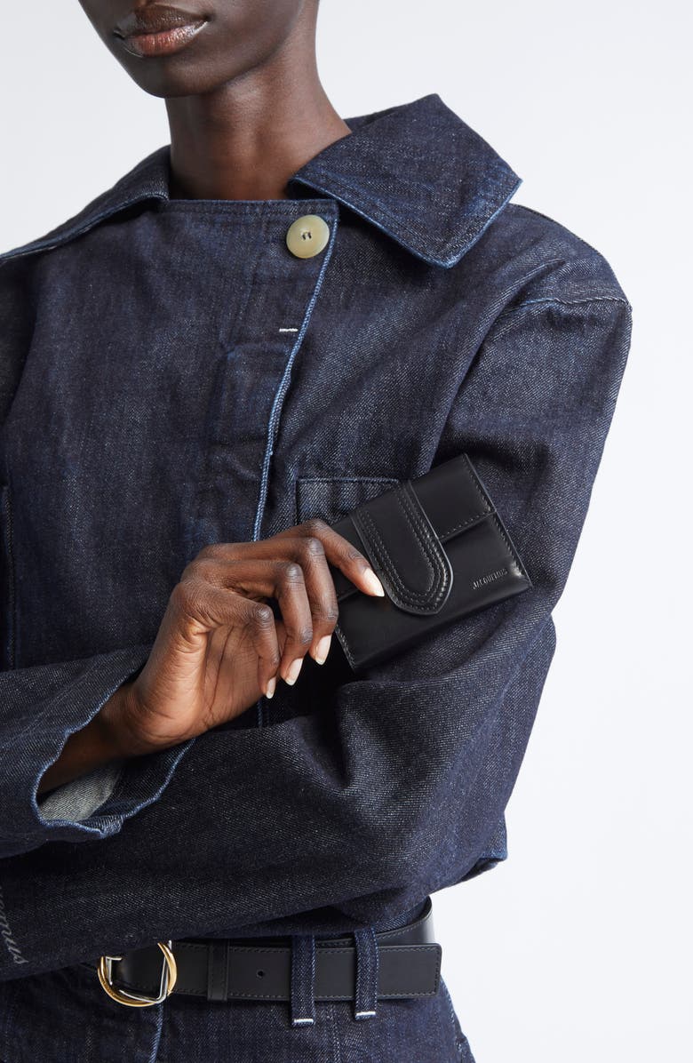 Jacquemus The Bambino Leather Wallet, Alternate, color, Black 990