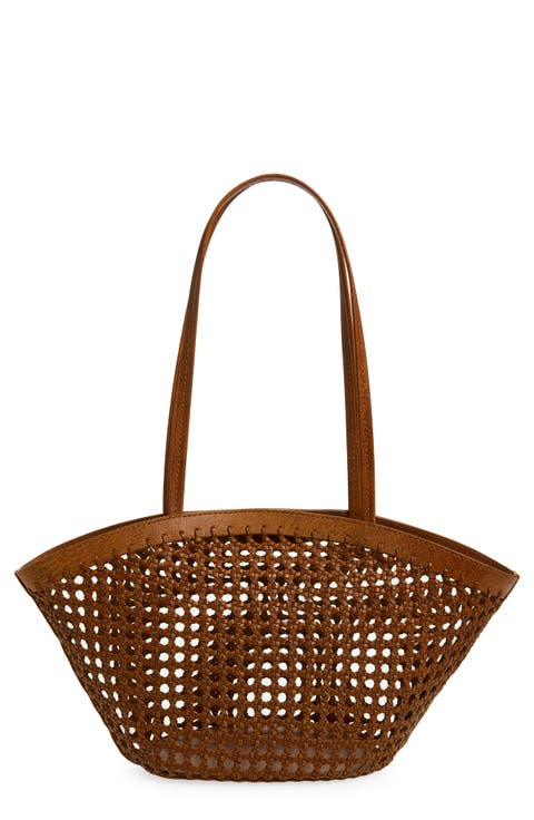 Caning Woven Leather Tote