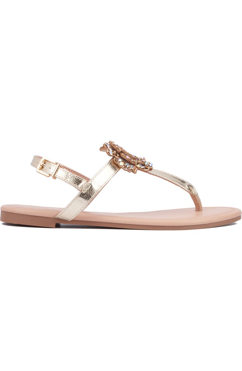 NEW YORK AND COMPANY Ailis Thing Toe Sandal, Alternate, color, Gold