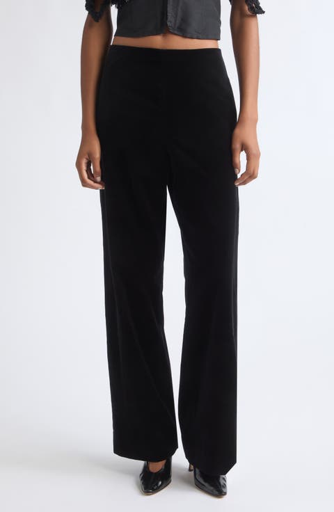 Wide Leg Cotton Velvet Pants