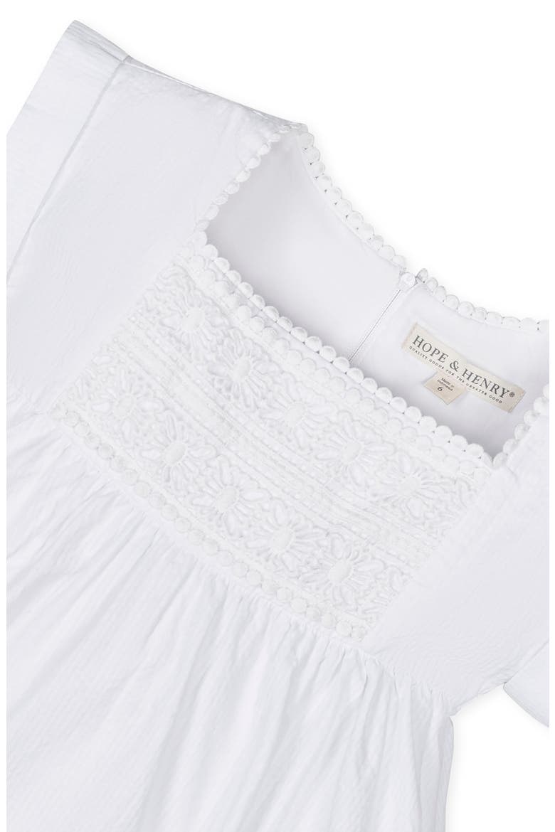 Girls' Organic Seersucker Empire Waist Dress, Toddler, Alternate, color, White Seersucker