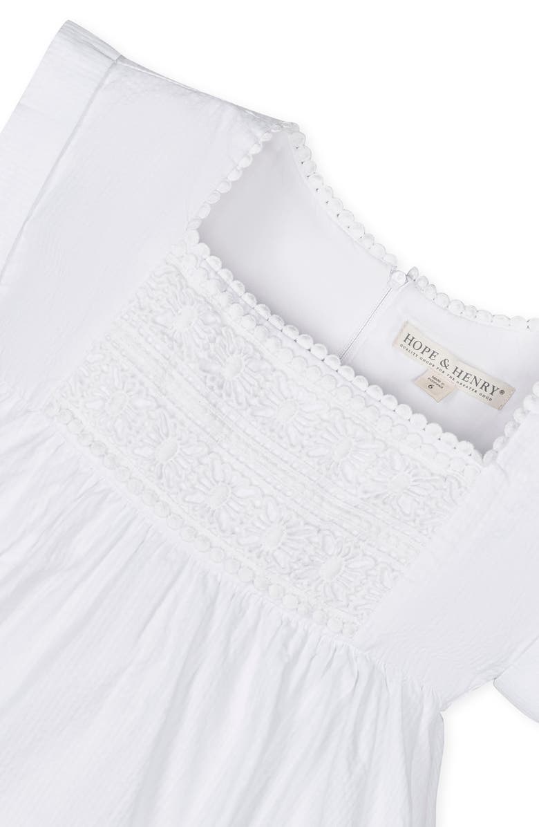 Hope & Henry Girls' Organic Seersucker Empire Waist Dress, Kids, Alternate, color, White Seersucker