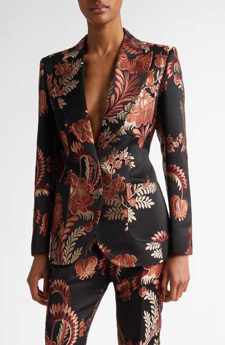 Etro Floral Jacquard Single Breasted Blazer, Main, color, 