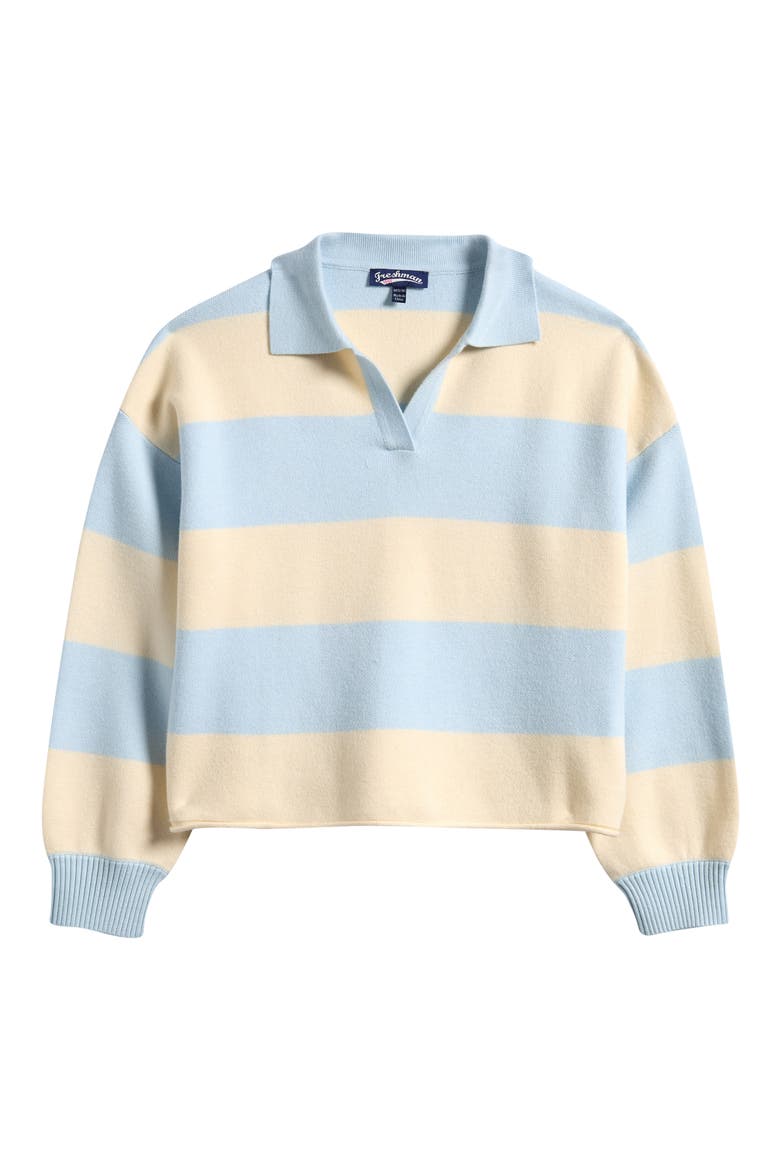 Kids' Striped Collar Sweater, Main, color, LT. BLUE/ IVORY