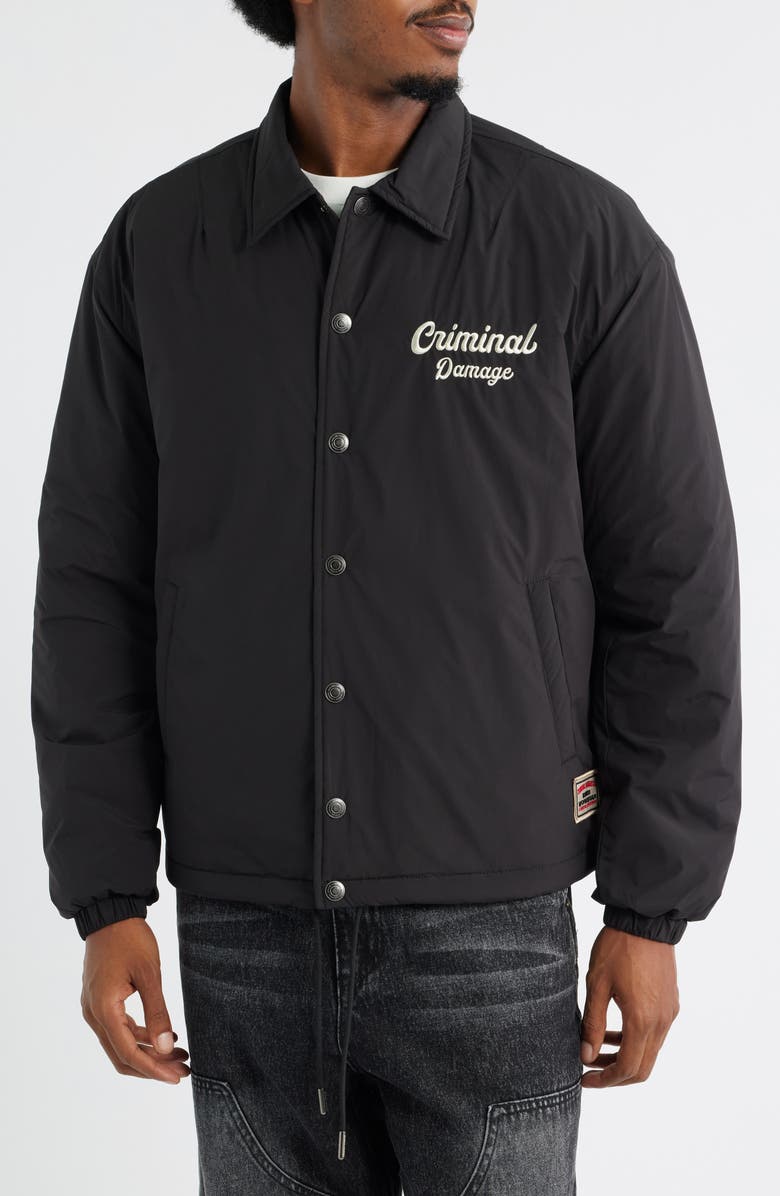 CRIMINAL DAMAGE Albany Embroidered Coach's Jacket, Alternate, color, Black