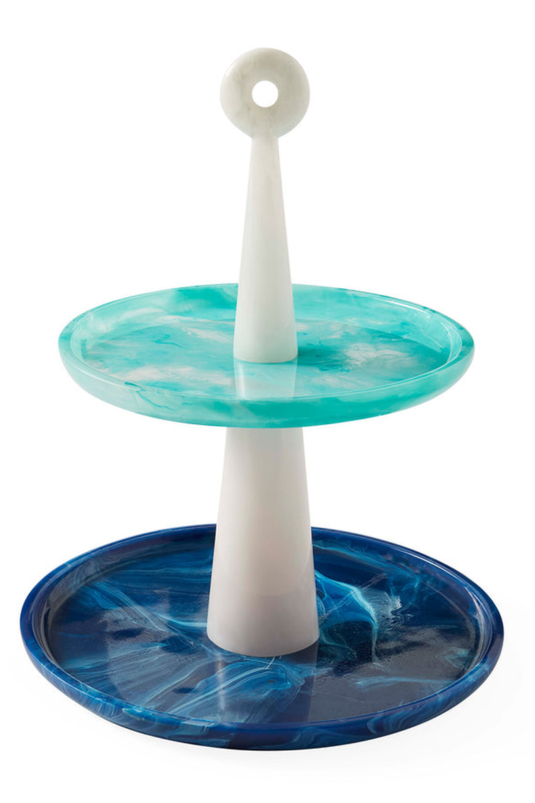 Como Tiered Tray, Main, color, Blue / Turquoise / White