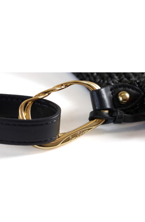 Sam Edelman Marcie Open Weave Raffia Bucket Bag In Black