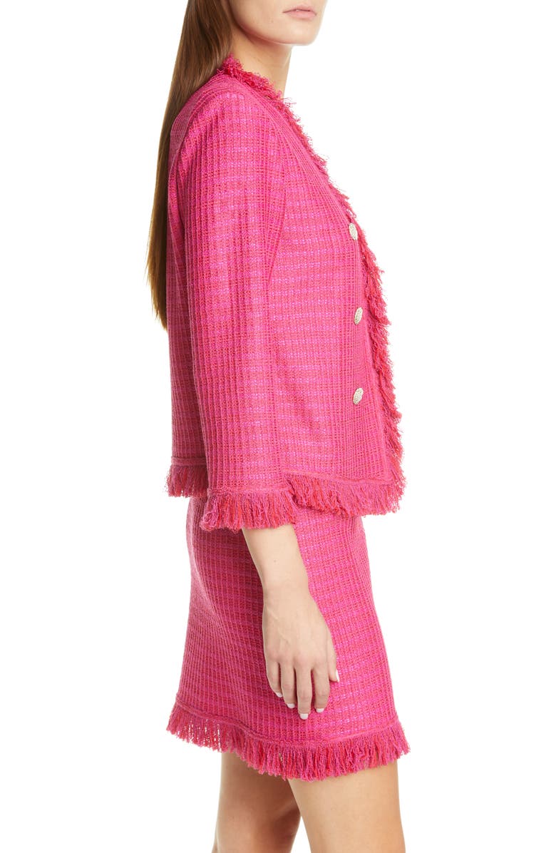 St. John Collection Poppy Textured Knit Jacket, Alternate, color, 