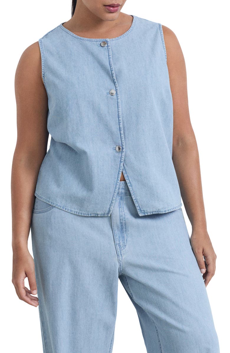 MANGO Denim Vest, Main, color, Light Blue