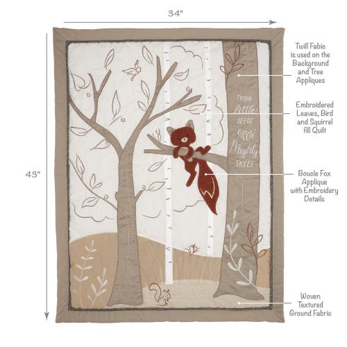 Lambs & Ivy Treetop Fox Woodland Tree Nursery 3-piece Baby Crib Bedding Set In Neutral