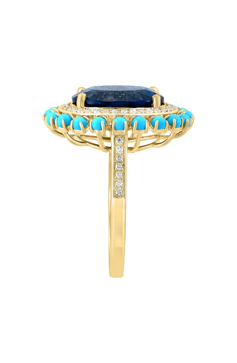 EFFY 14K Yellow Gold London Blue Topaz, Turquoise & Diamond Halo Ring - 0.17ct., Alternate, color, 