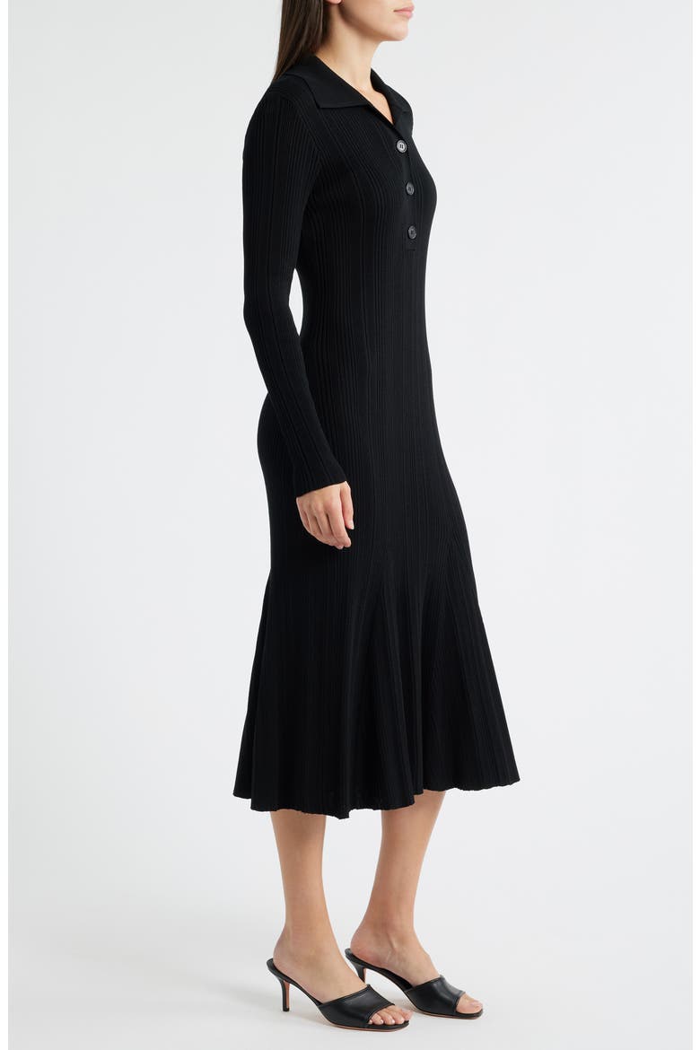 Variegated Rib Long Sleeve Midi Sweater Dress, Alternate, color, BLACK