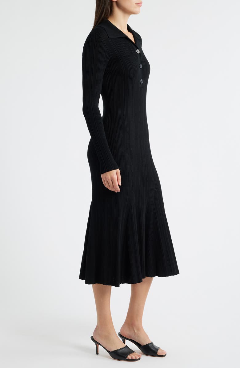 Julia Jordan Variegated Rib Long Sleeve Midi Sweater Dress, Alternate, color, Black