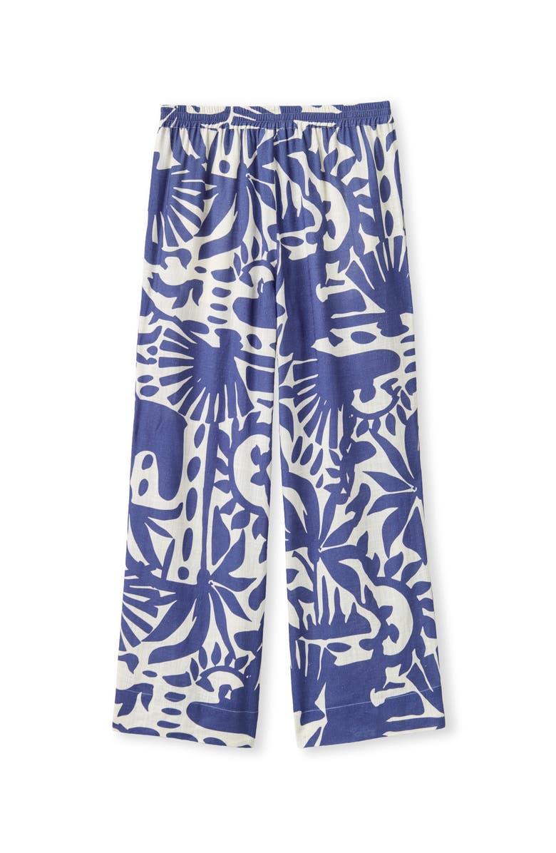 Cartolina Mia Printed Linen Pant, Main, color, Coastal Indigo