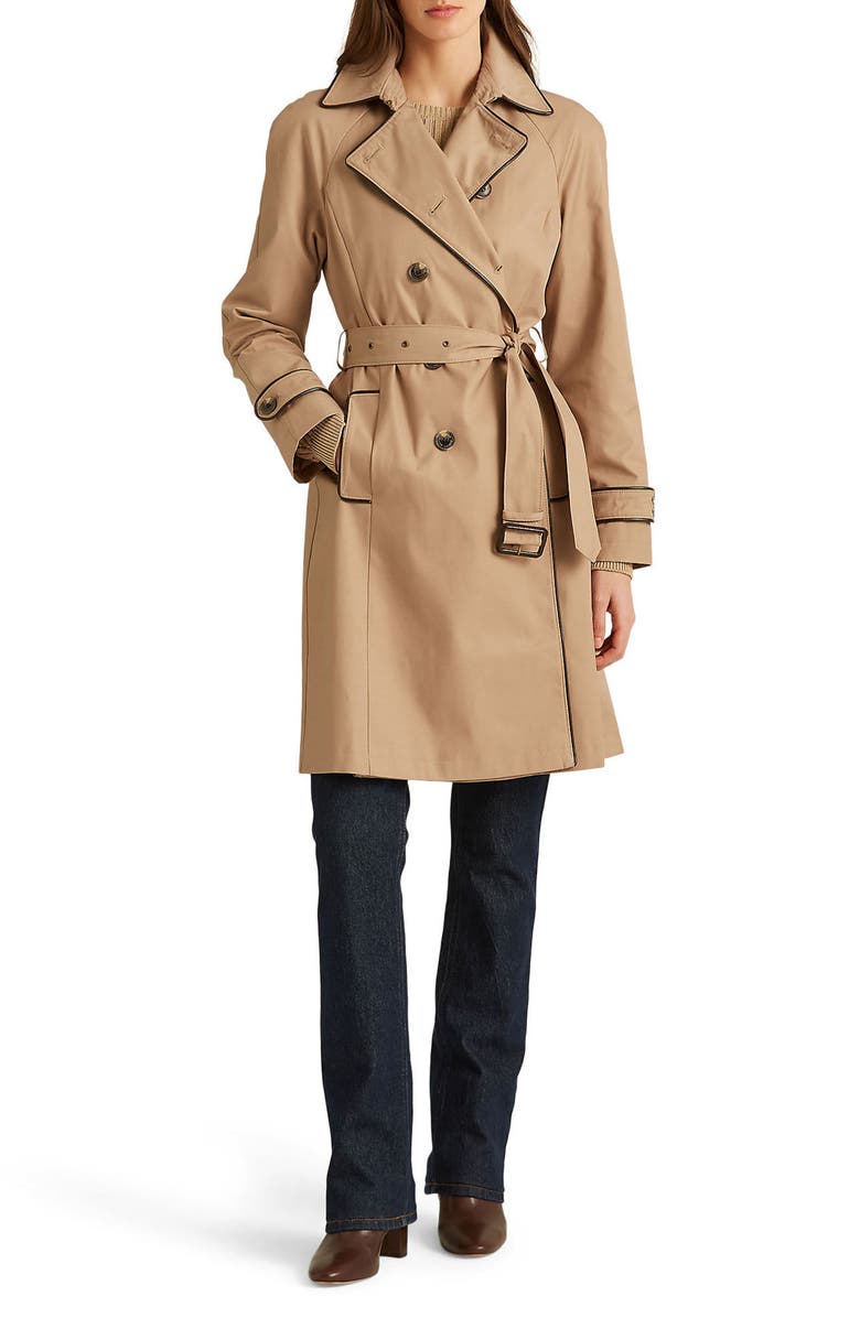 Lauren Ralph Lauren Water Repellent Cotton Blend Belted Trench Coat, Main, color, 