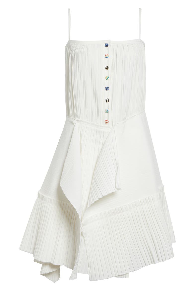 Pleated Asymmetric Dress, Alternate, color, IVORY