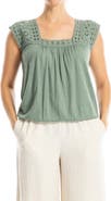 MAX STUDIO Open Stitch Square Neck Top