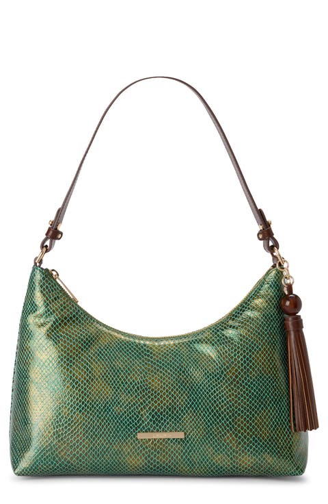 Olivia Lizard Embossed Leather Shoulder Bag
