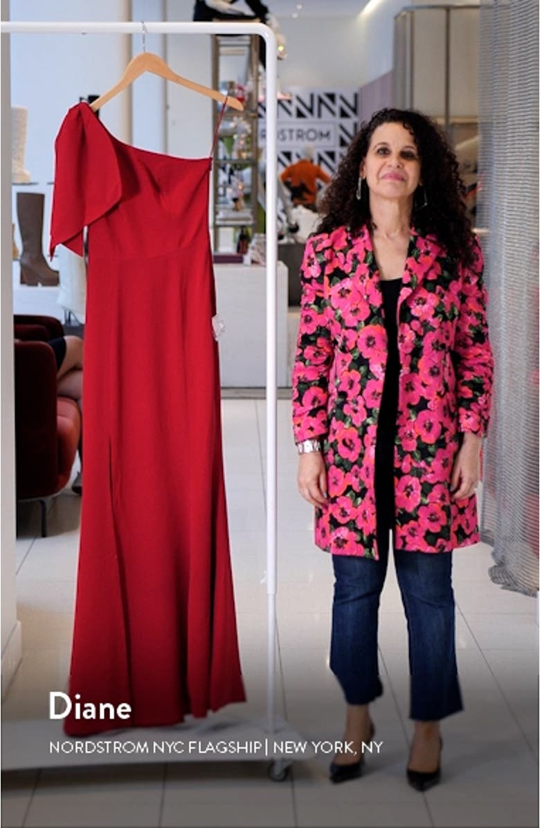 Georgina One-Shoulder Crepe Gown, sales video thumbnail