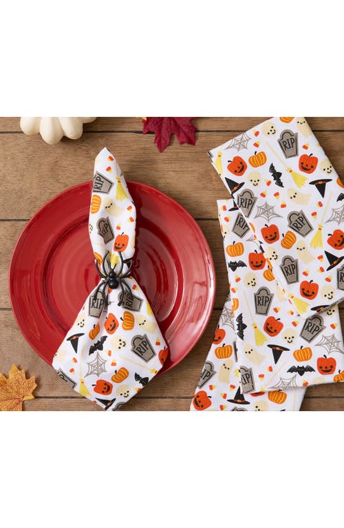 Design Imports Halloween Fun Set Of 4 Napkins In White