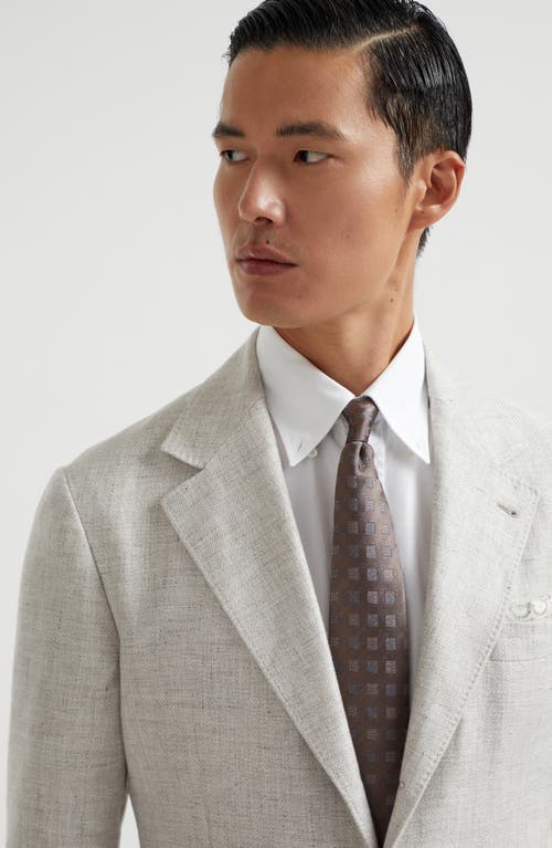 Brunello Cucinelli Silk Tie With Pattern In Brown