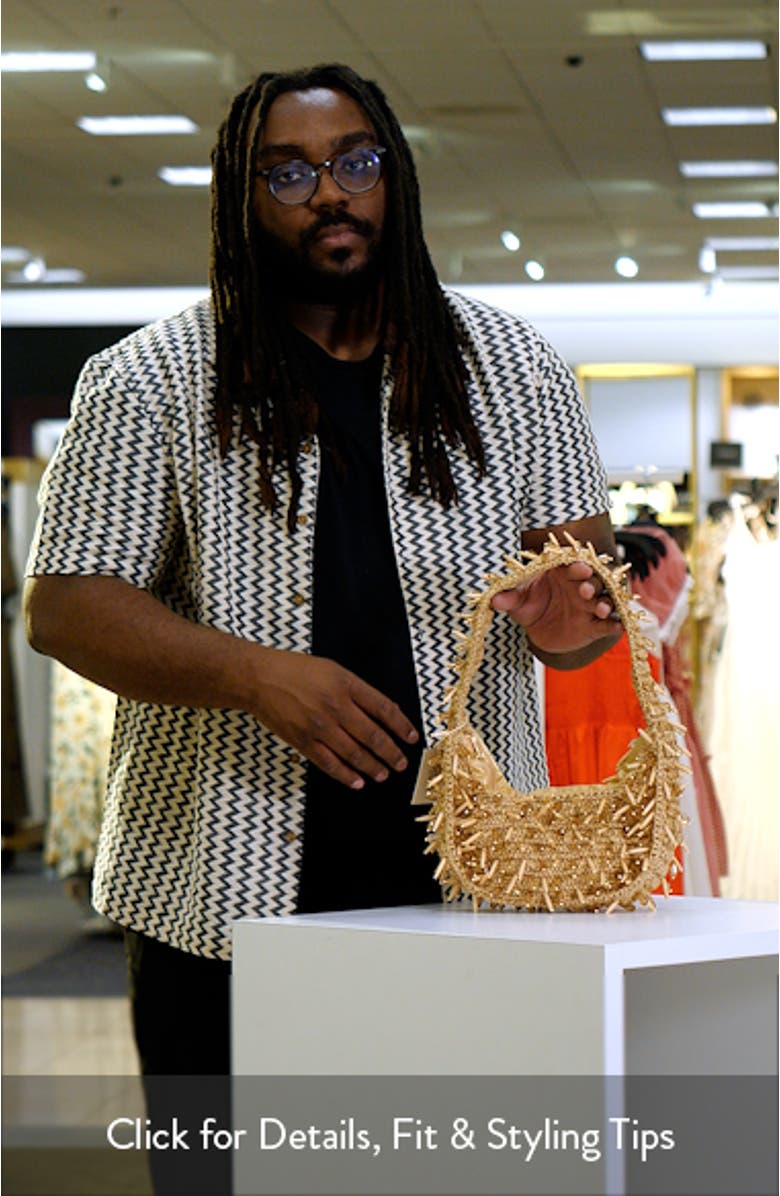 Caicos Beaded Raffia Shoulder Bag, sales video thumbnail