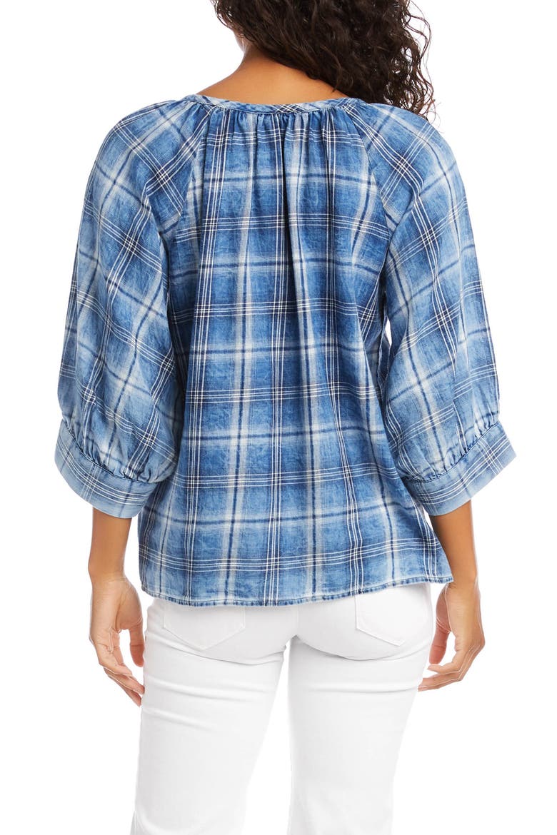 Blouson Sleeve Plaid Peasant Top, Alternate, color, PLAID