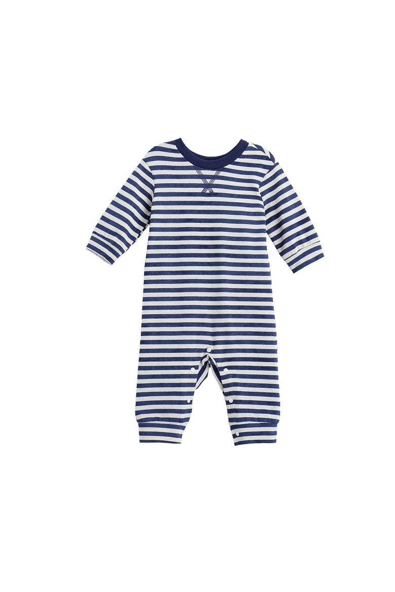 Benjamin Long Sleeve Striped Straight Leg Romper, Alternate, color, Blue