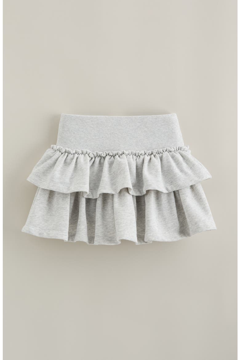 Kids' Tiered Cotton Blend Fleece Skort, Main, color, GREY LIGHT HEATHER
