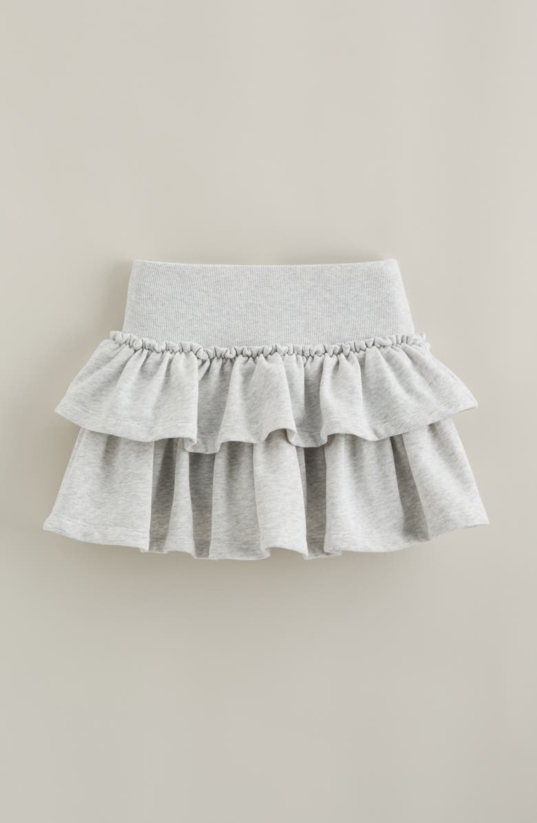 Treasure & Bond Kids' Tiered Cotton Blend Fleece Skort, Main, color, Grey Light Heather